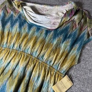 Sonoma Life Style Petite Women's Dress Abstract Print Elastic Waist Short Sleeve